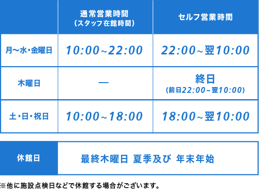 営業時間/休館日