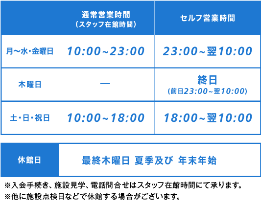 営業時間/休館日